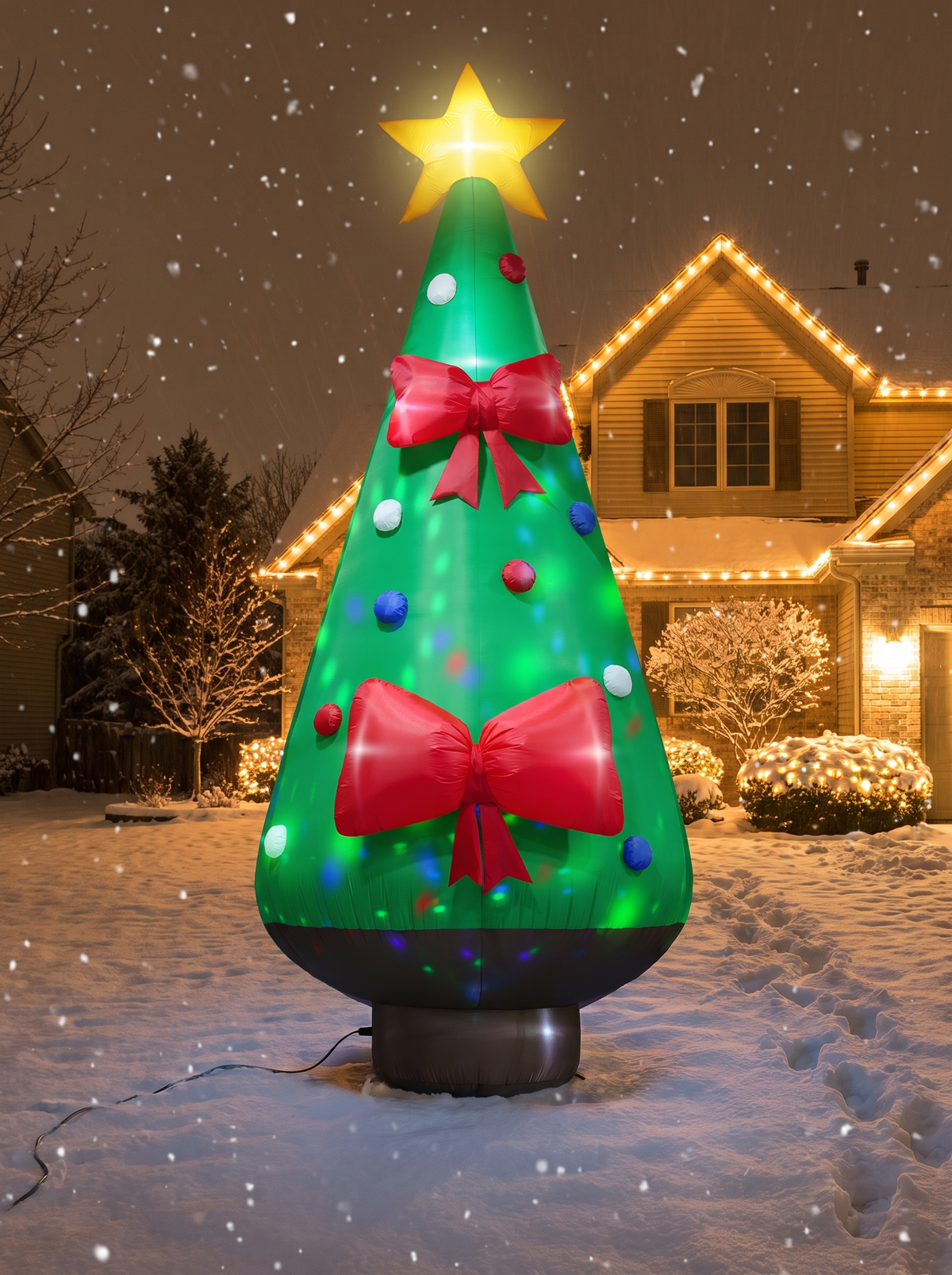 Giant Christmas Tree with Bow Inflatable, Dressed for the Season