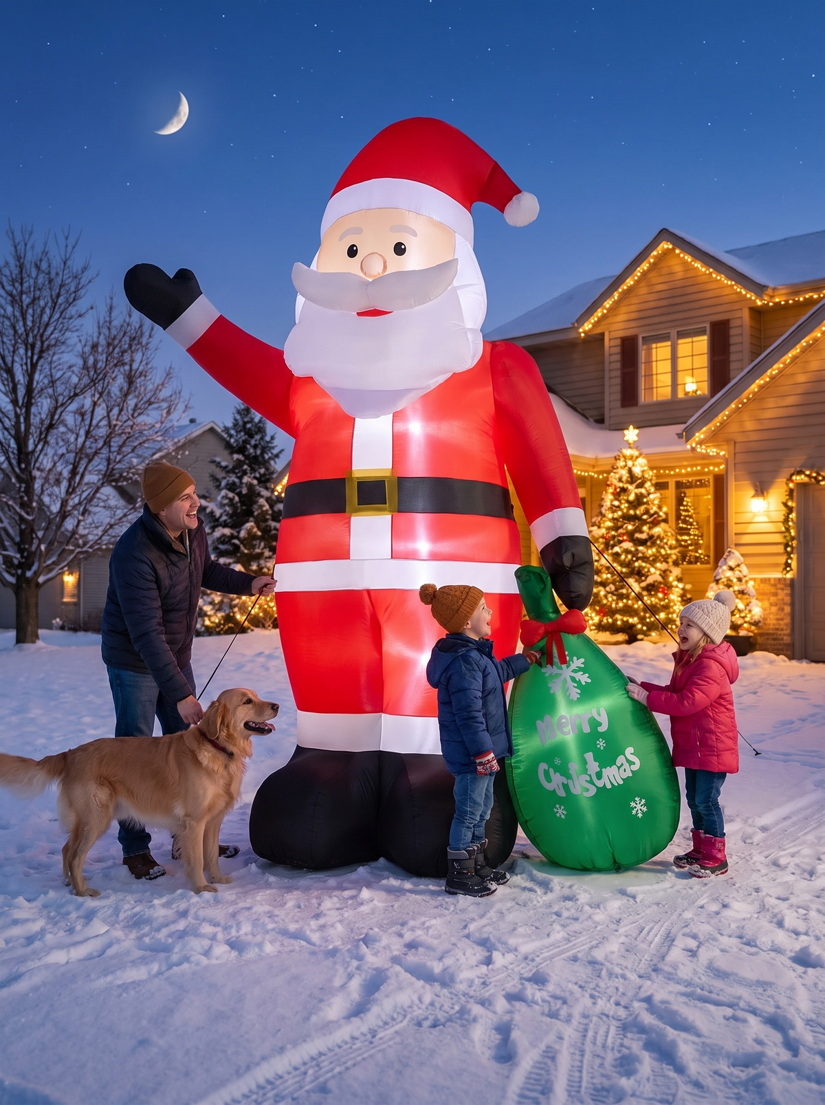 Giant Santa with Gift Bag Inflatable, A Bag Full of Color