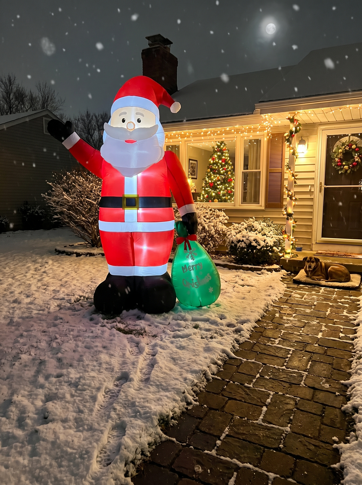 Giant Santa with Gift Bag Inflatable, Vivid Every Night