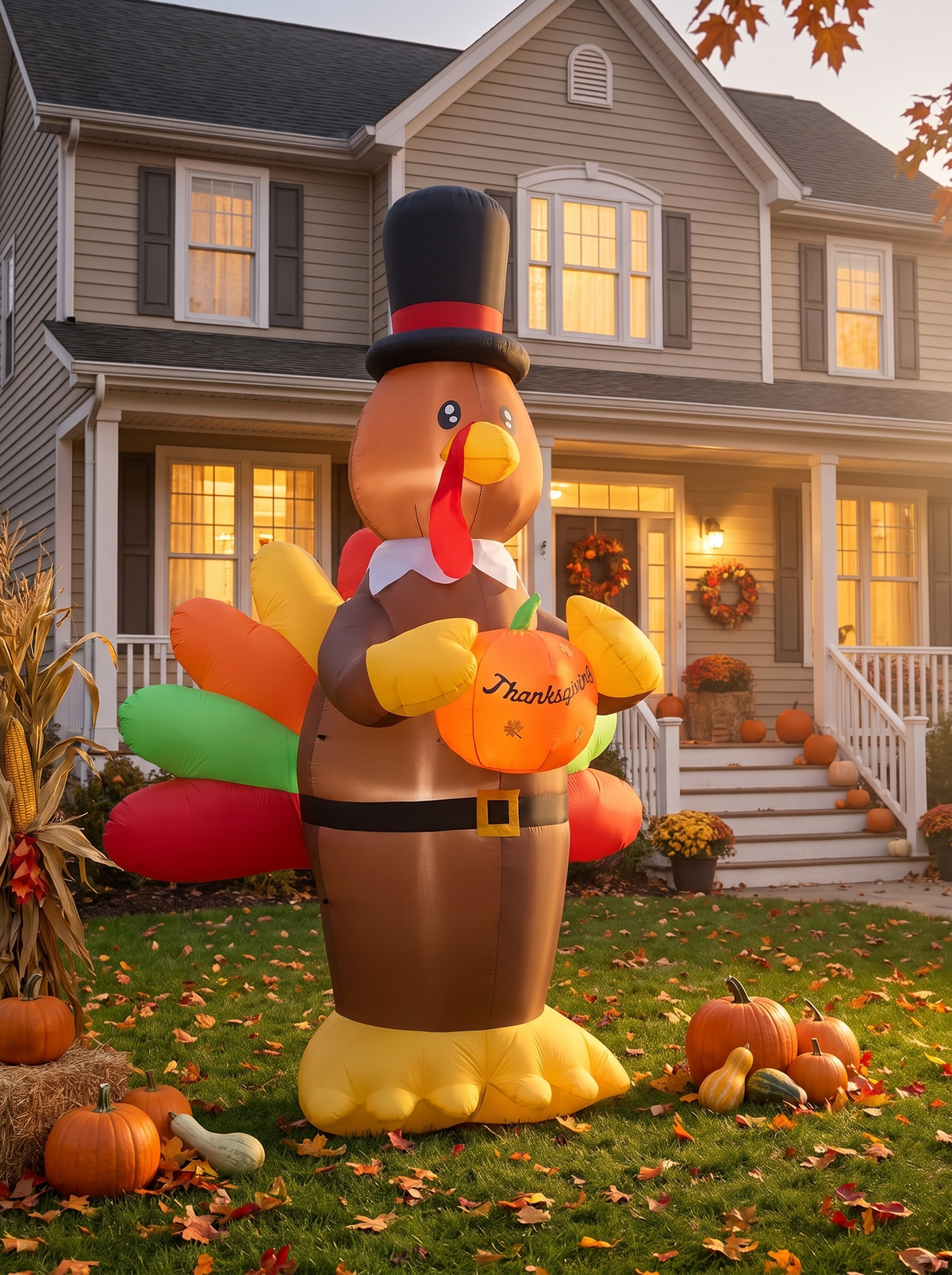 Giant Pilgrim Turkey Inflatable, Bold by Day, Warm by Night
