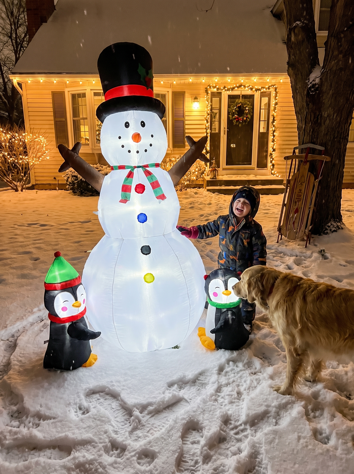 Snowman with Penguins Inflatable, Joy for the Whole Family
