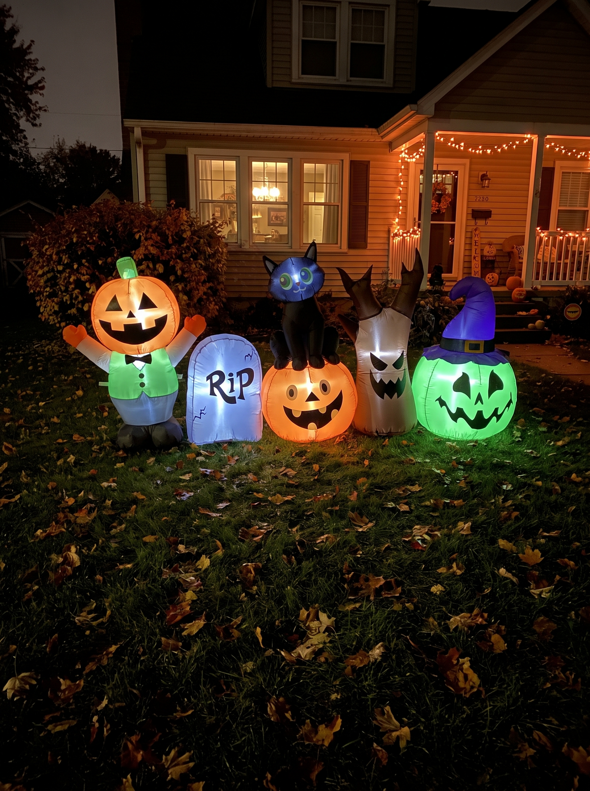 Pumpkin & Black Cat Inflatable, An Eerie Glow