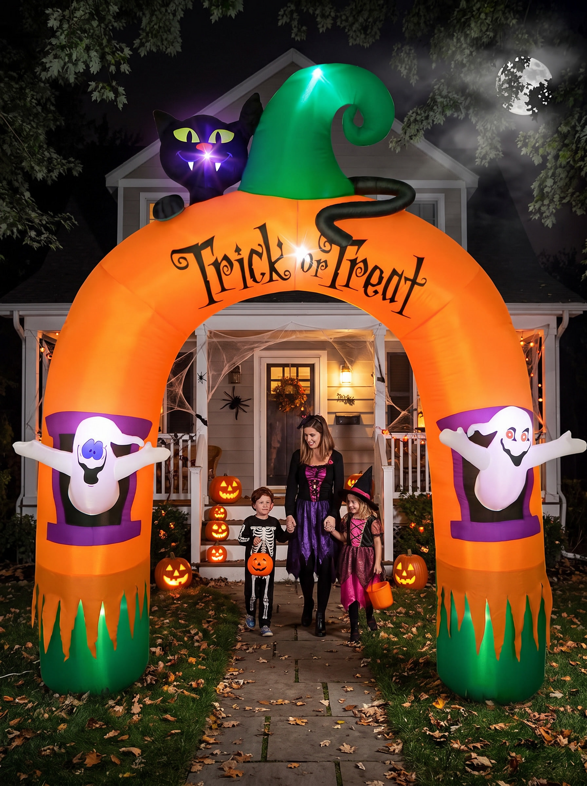 Halloween Ghost & Cat Archway Inflatable, A Spooky Entrance