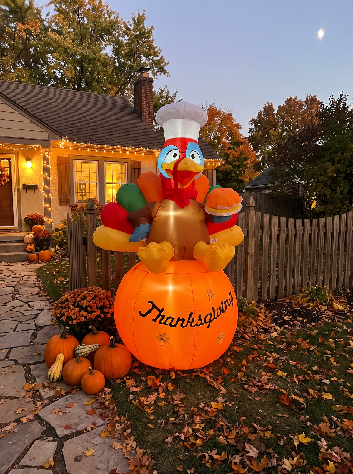 Chef Turkey Inflatable, Fits Any Front Yard