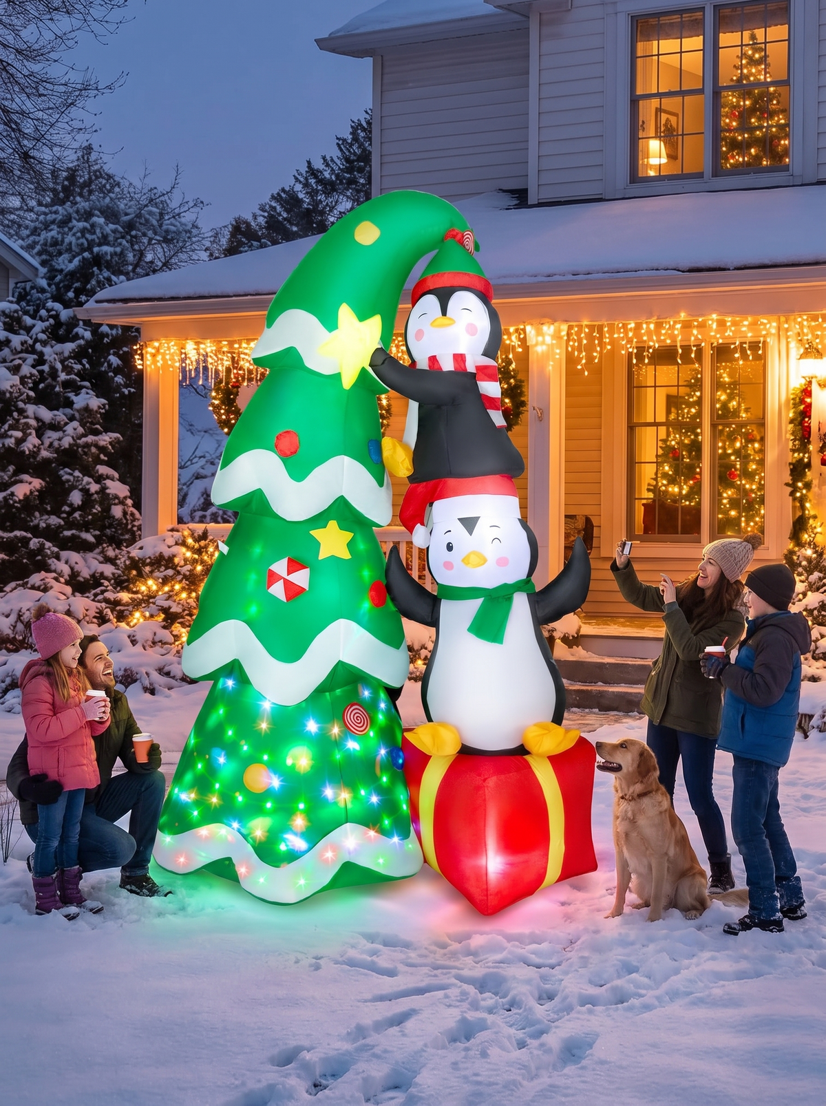 Christmas Tree with Penguins Inflatable, A Holiday Centerpiece