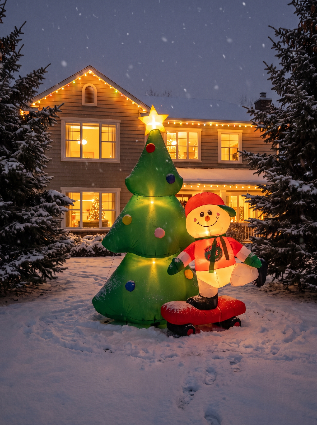 Christmas Tree with Scooter Snowman Inflatable, The One Big Thing