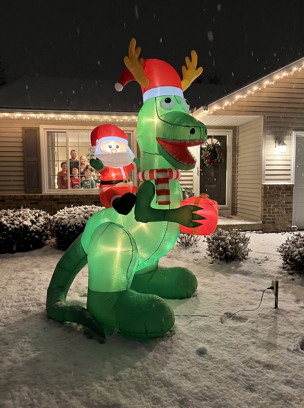 Santa Riding Dinosaur Inflatable, The Kids Favorite