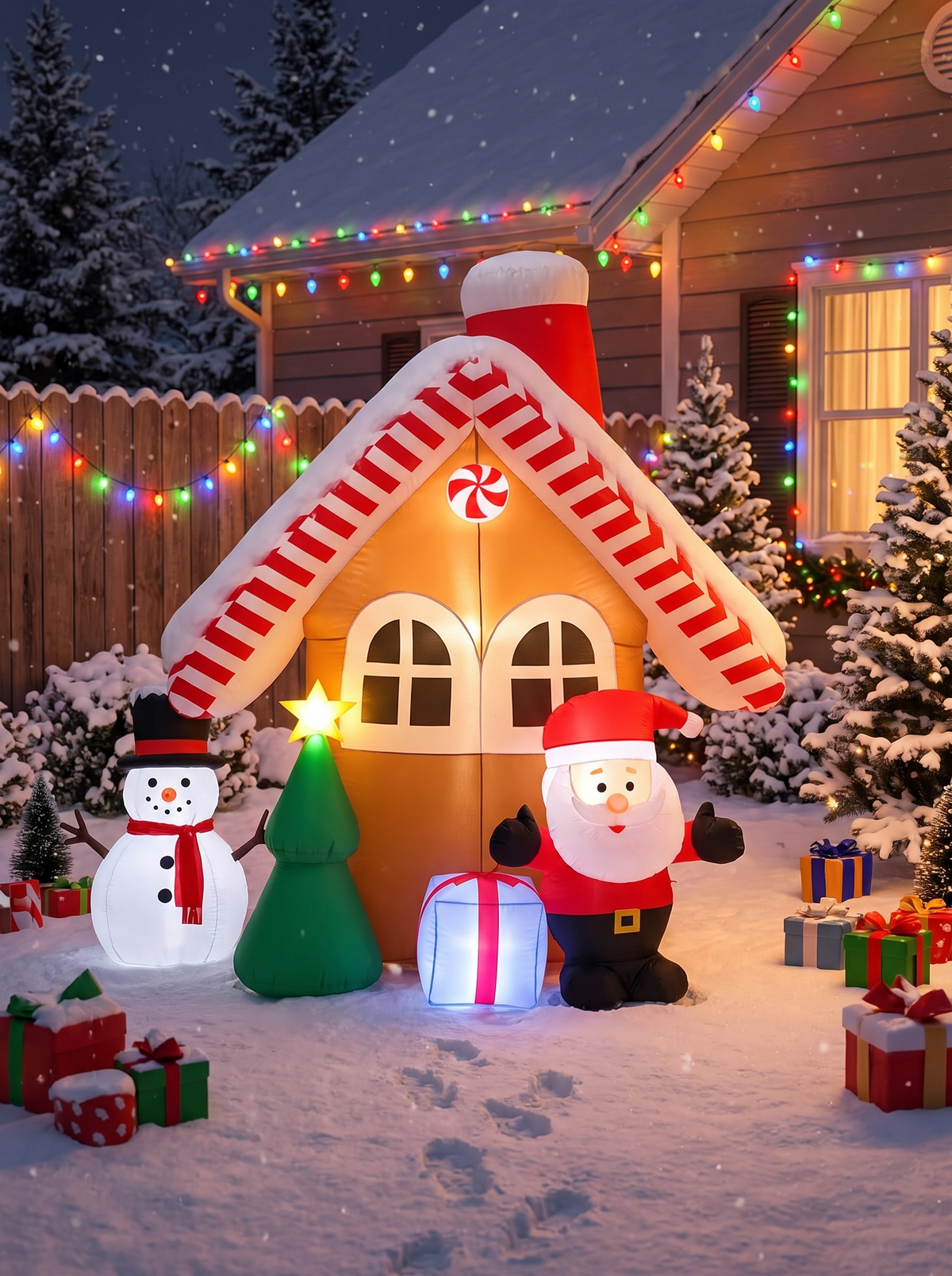 Christmas Candy House Inflatable, Candy Colors That Glow