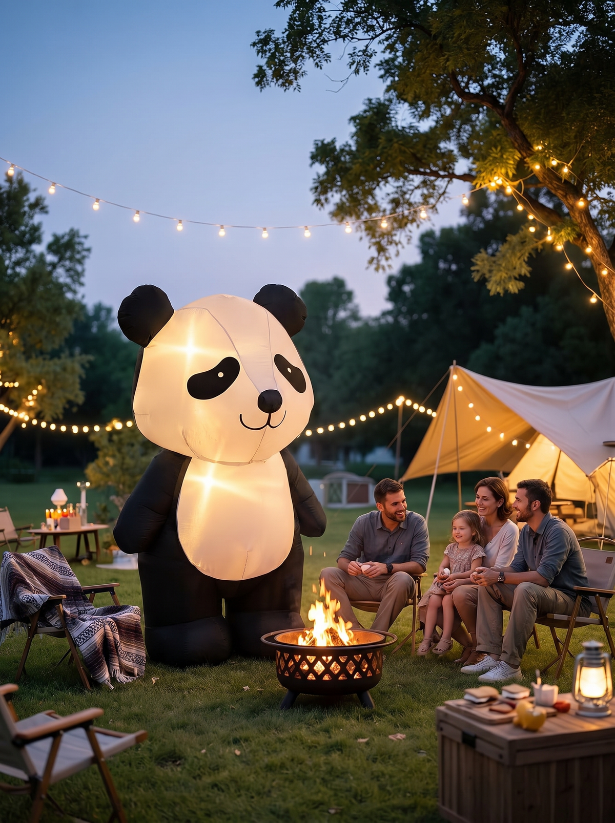 Holiday Panda Inflatable, A Soft Night Glow