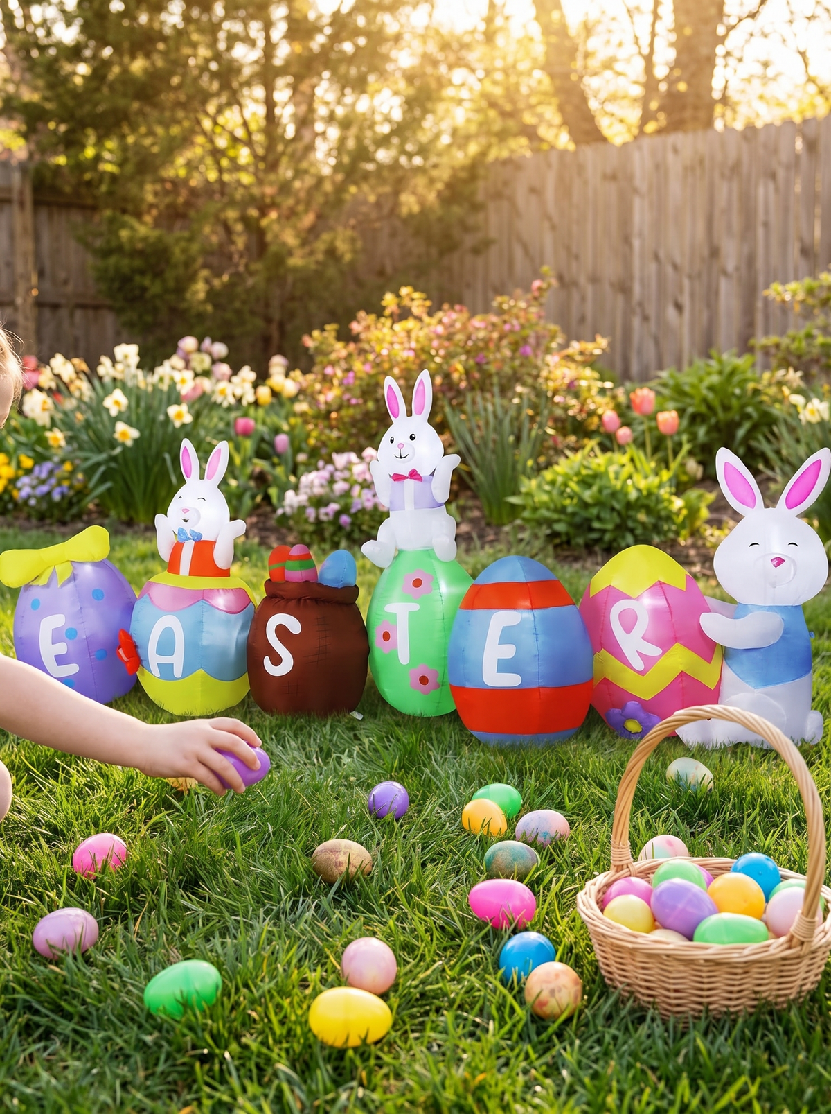 Easter Bunny & Eggs Inflatable, Spring Has Arrived