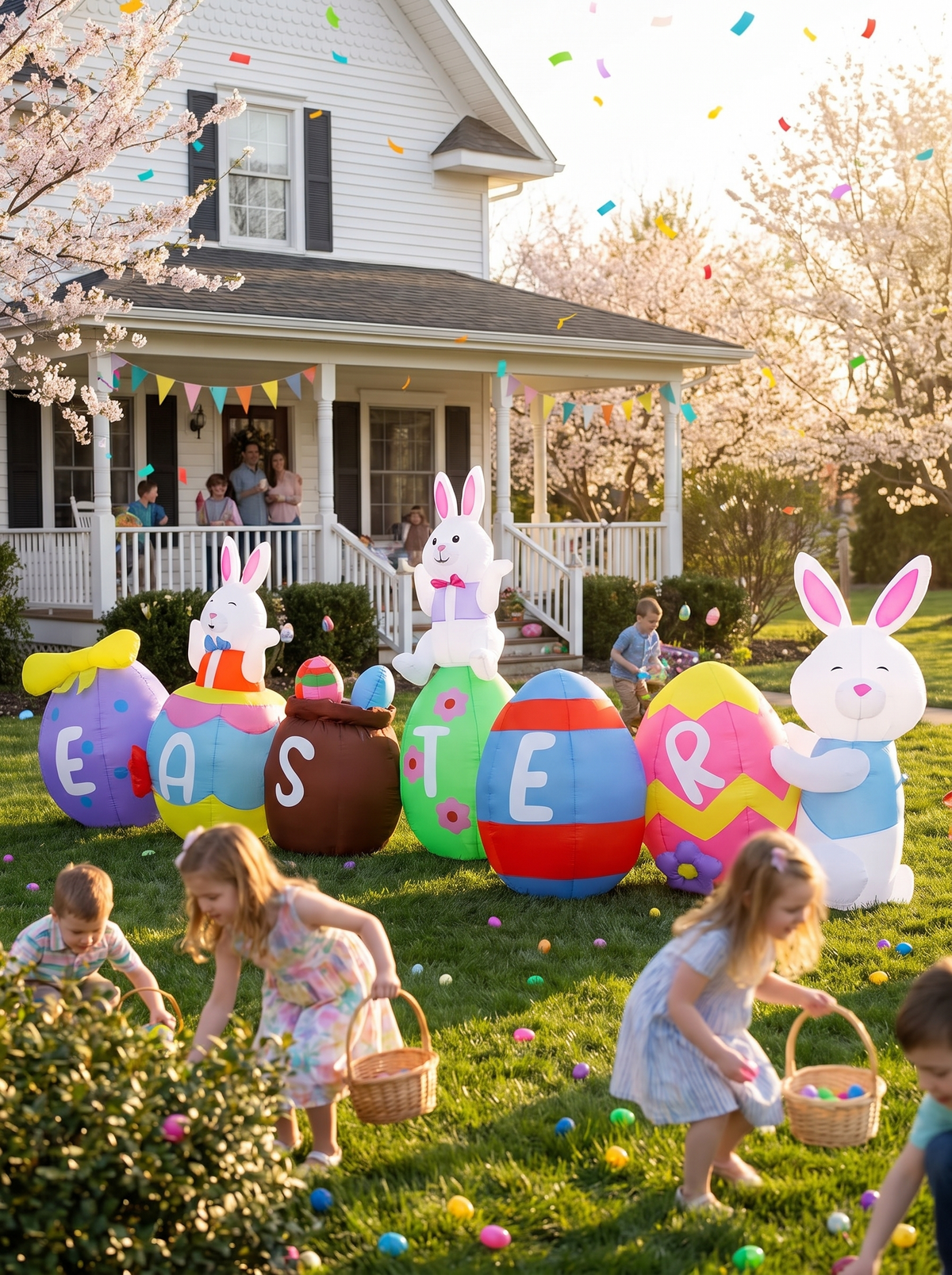 Easter Bunny & Eggs Inflatable, Made for Egg Hunts