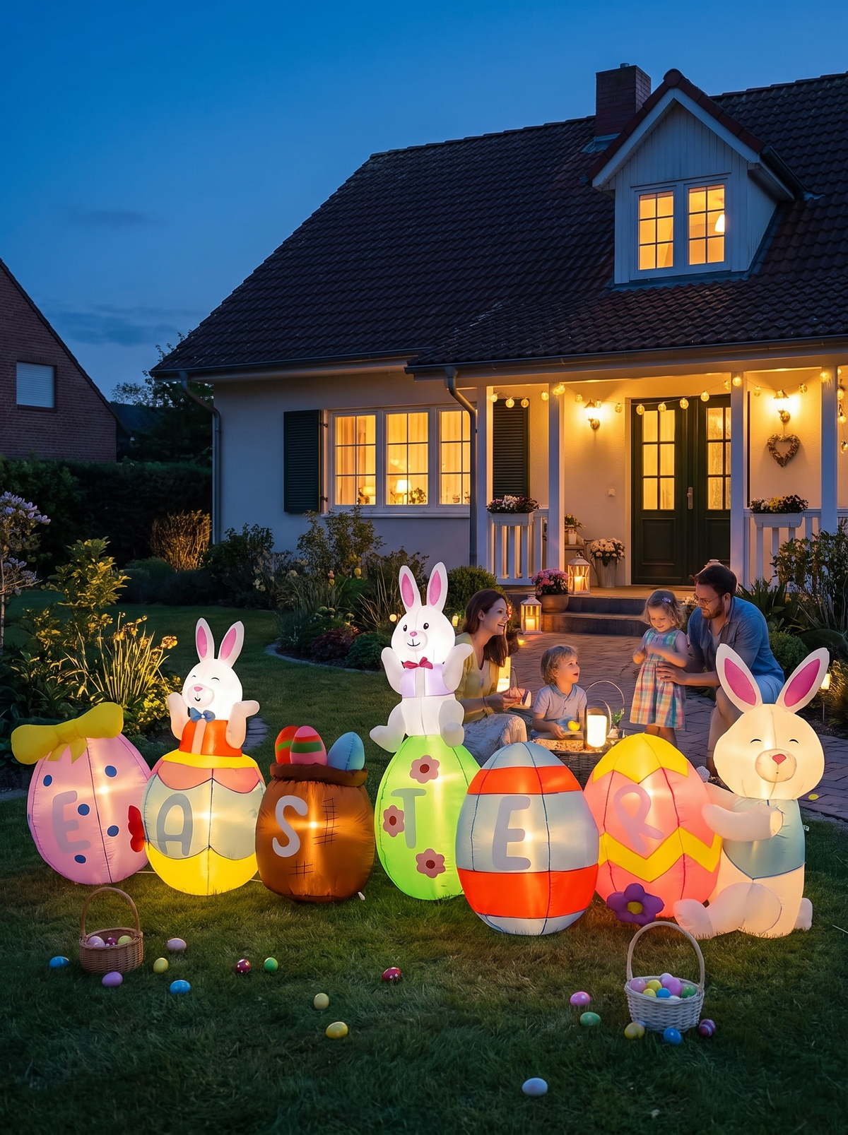 Easter Bunny & Eggs Inflatable, Glowing Evenings