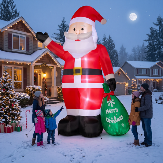 15FT Inflatable Santa Claus with Glowing Gift Bag & LED Lights