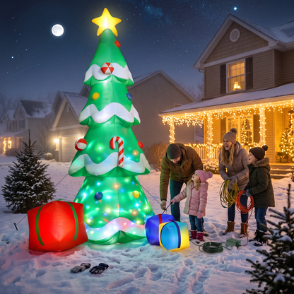 14FT Inflatable Christmas Tree with Star Topper & 3 Gift Boxes