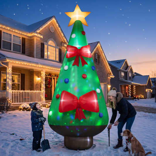14FT Giant Inflatable Christmas Tree with Bow & Ornaments