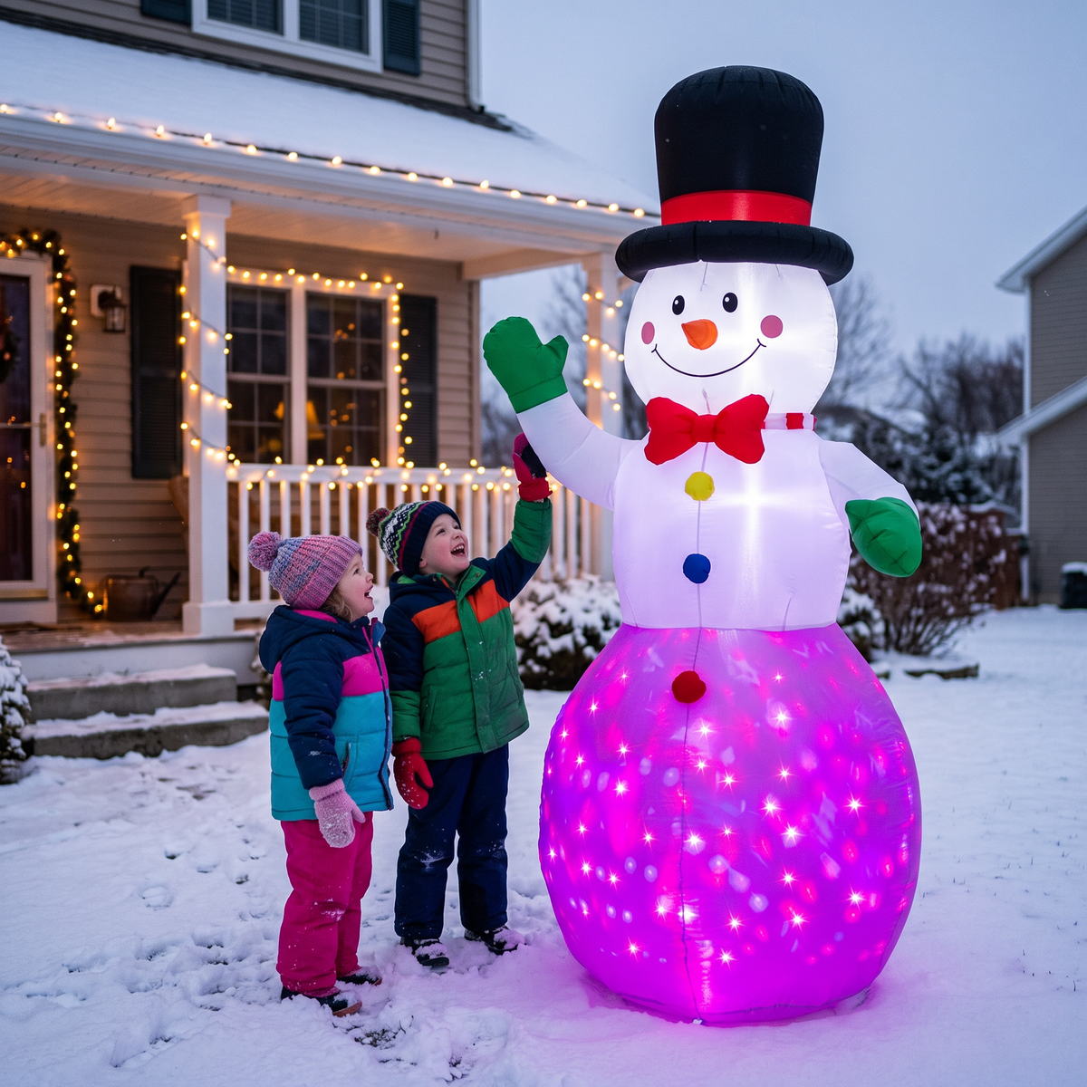 6.5FT Inflatable Snowman with Rotating 3-Color LED