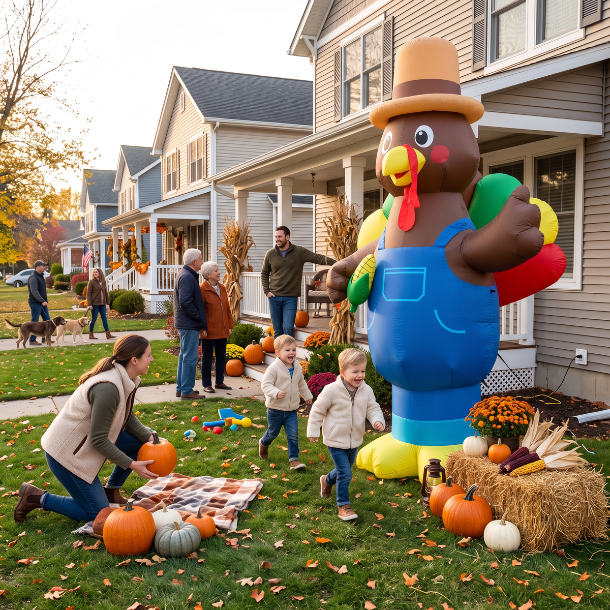14FT Inflatable Thanksgiving Turkey with Farmer Hat & Corn