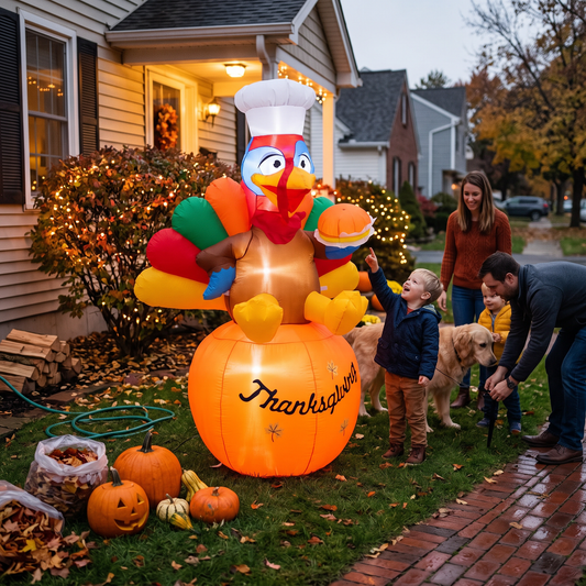 6FT Inflatable Chef Turkey with LED Lights