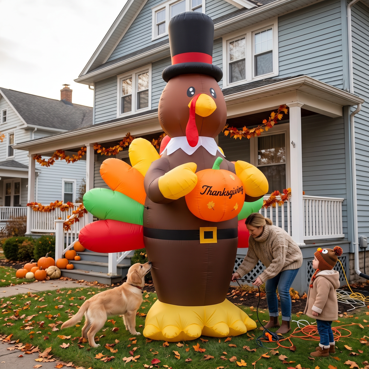 14FT Inflatable Thanksgiving Turkey with Pilgrim Hat
