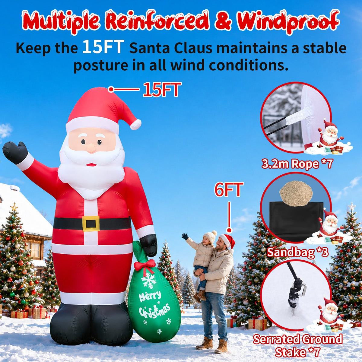 Giant Santa with Gift Bag Inflatable