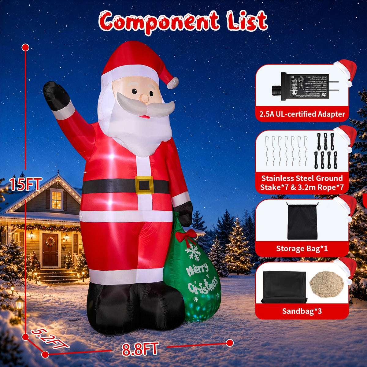 Giant Santa with Gift Bag Inflatable